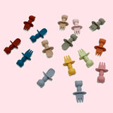 Cuillère et fourchette bébé silicone coloré