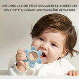 Nouveau anneau dentition bébé en silicone alimentaire personnalisé bleu clair