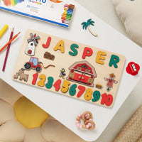 puzzle prénom JASPER thème animaux et ferme
